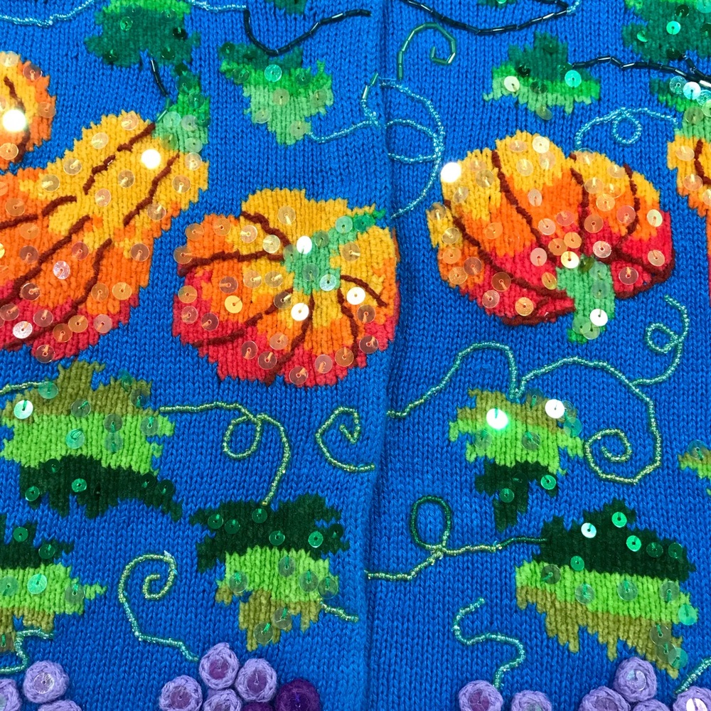 Vintage Jane's Closet Fruit Vegtable Harvest Fall Cardigan Sweater Women’s Small - Picture 4 of 12